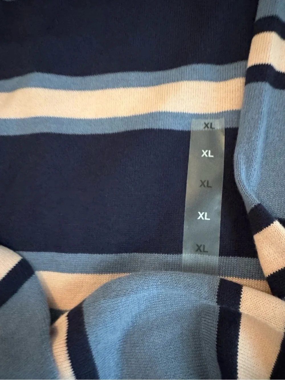 Club Room Men’s Navy, Light Blue & Cream Striped V-Neck Sweater